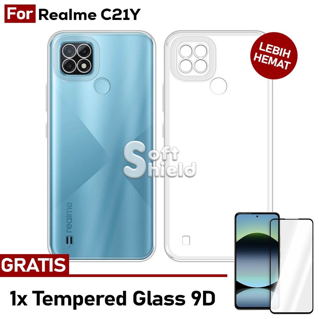 Realme C21Y เคสซิลิโคนพรีเมี่ยม + กระจกนิรภัยฟรี 9D
