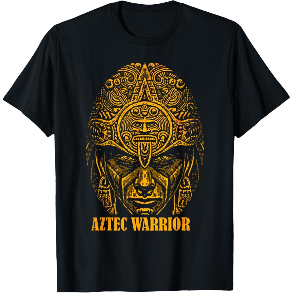 แฟชั่นใหม่ Aztec Warrior King Mexico Native Aztec Art Mayas เสื้อยืด