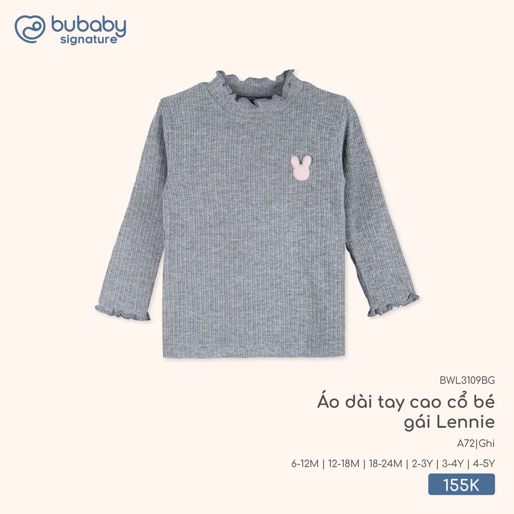 BU (6M-4Y) – เสื้อแขนยาวคอเต่าเด็กผู้หญิง Lennie ยางยืดหนาเพื่อให้ความอบอุ่นคอ – BWL3109BG ZZ