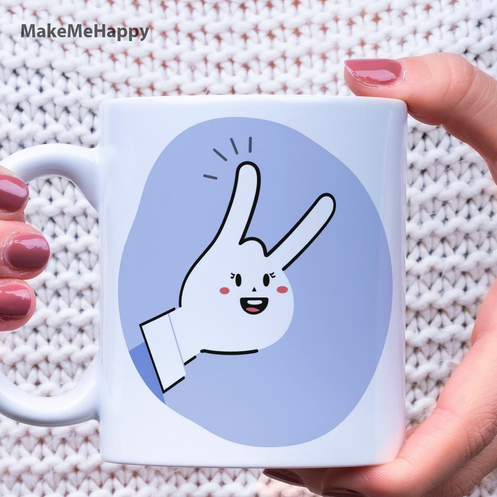 แก้วมัค Meme การ์ตูนน่ารัก – Peace Expression Sign Victory V81