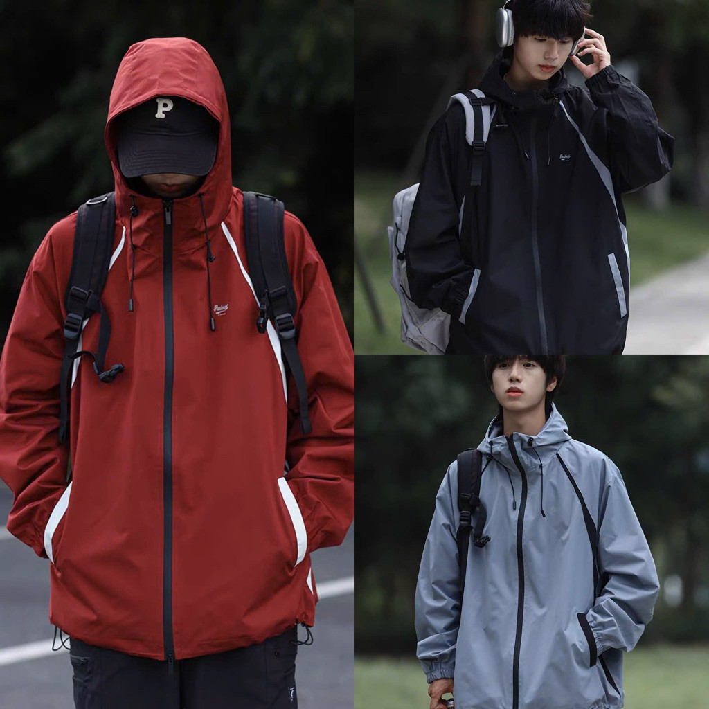 เสื้อกันลม Format ขนาดใหญ่สําหรับผู้ชายและผู้หญิงทําจากวัสดุกันลมเคลือบกันน้ําป้องกันรังสียูวีที่ยอด