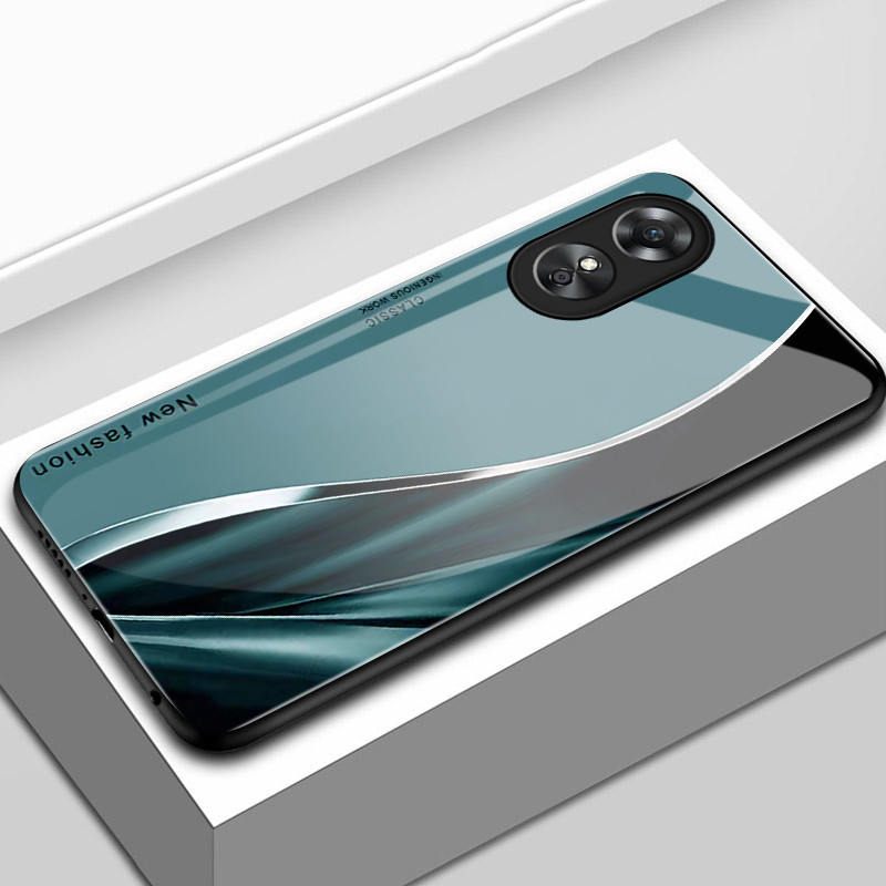 เคสสำหรับ OPPO A17 A17K A18 A38 เคสโทรศัพท์เส้นเปลือกแก้วกันกระแทก