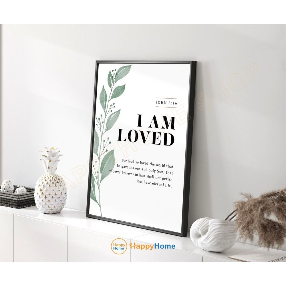 ภาพศิลปะข้อความพระคัมภีร์ John 3:16 สื่อถึงความรัก สำหรับตกแต่งบ้านแบบคริสเตียน