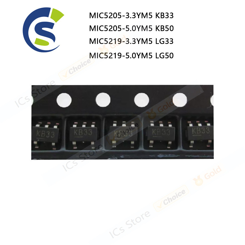 10PCS 100% ใหม่ MIC5205-3.3YM5 KB33 MIC5205-5.0YM5 KB50 MIC5219-3.3YM5 LG33 MIC5219-5.0YM5 LG50 sot2