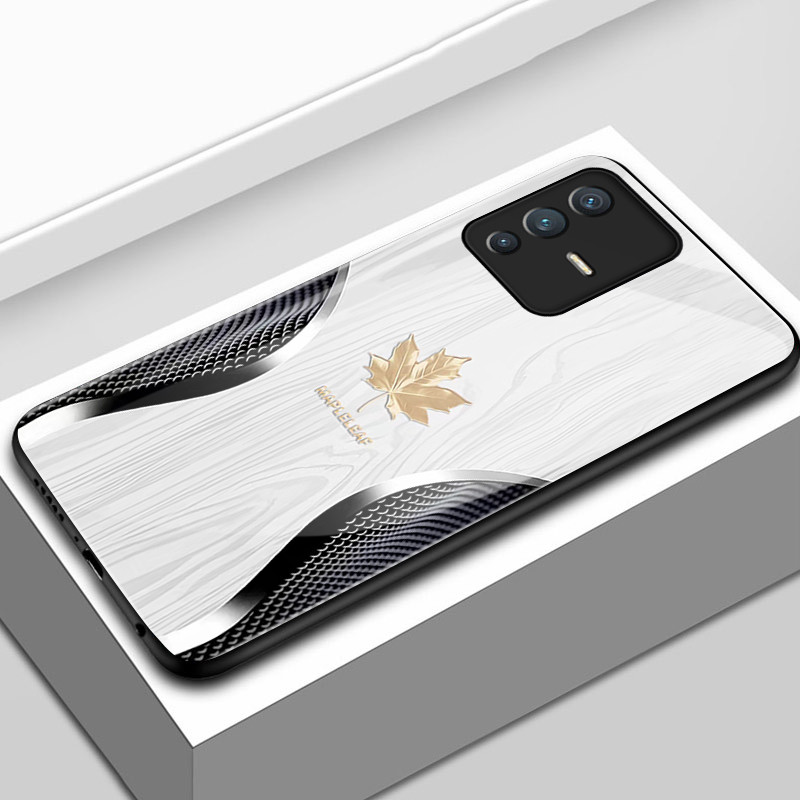 เคสสำหรับ VIVO V23 5G V23i 5G V23E 4G V23E 5G Y75 เคสโทรศัพท์ใบเมเปิ้ลนำโชคเปลือกแก้วกันกระแทก