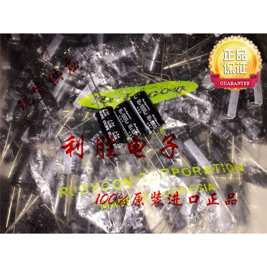 6PCS 1,000UF 16V Rubycon RUBYCON ตัวเก็บประจุ 16V1000UF 10X20 YXF ความถี่สูงความต้านทานต่ํา