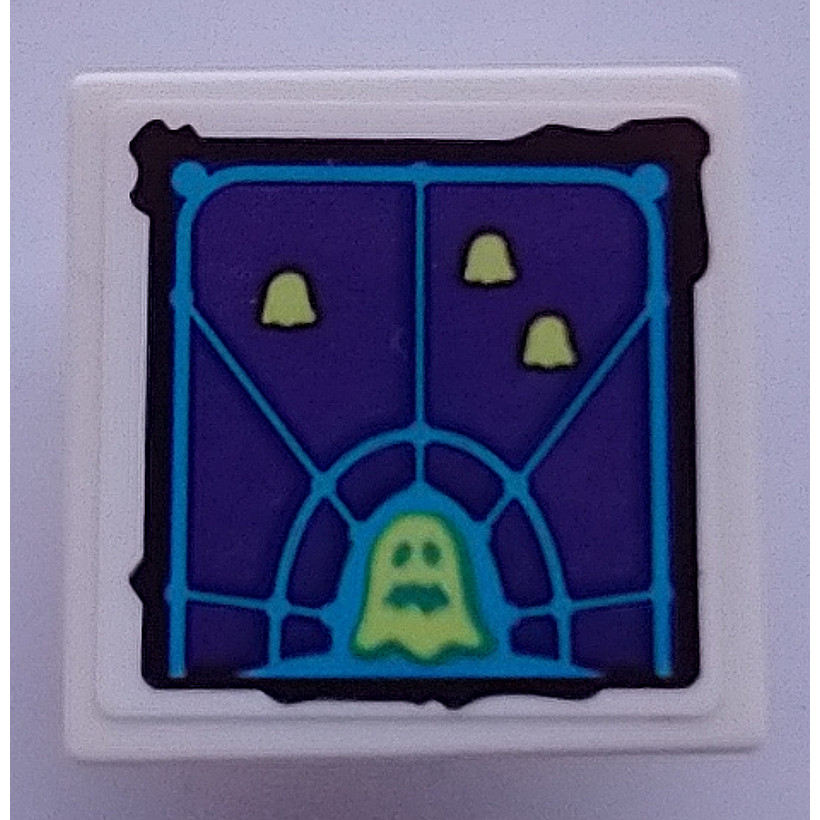 Brick2cube Part - Road Sign 2 x 2 Square with Open O Clip with Dark Purple Screen with Dark Azure Gr