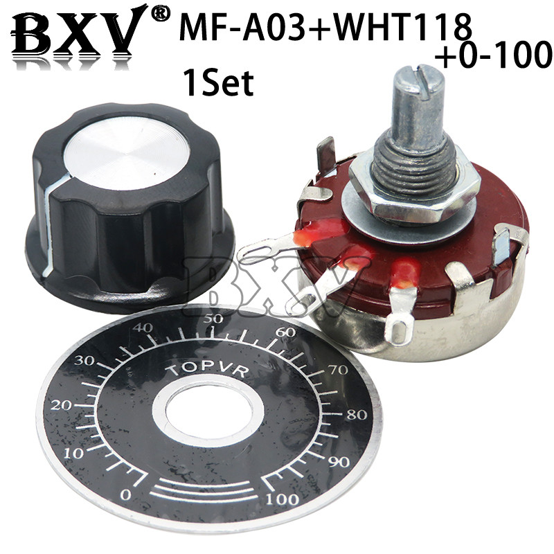 1 ชุด = 3PCS WTH118 DIY ชุดอะไหล่ 2W 1A Potentiometer 1K 2.2K 4.7K 10K 22K 47K 100K 470K 1M MF-A03 +