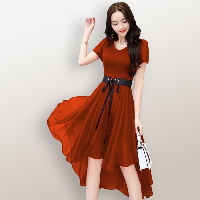 Choice - ชุดเดรสผ้าชีฟองแขนสั้นผู้หญิงสไตล์เกาหลีล่าสุด - Jfashion Moody