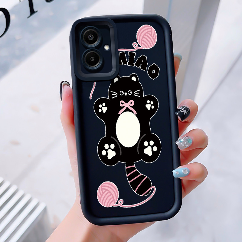เคสสำหรับ Samsung A06 4G เคสโทรศัพท์แมวน่ารักสามสีซิลิโคนกันกระแทก