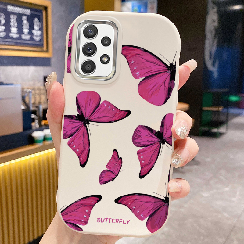 เคสสำหรับ Samsung A23 4G A23 5G A13 4G เคสโทรศัพท์ผีเสื้อกันกระแทกกลมและอ้วน