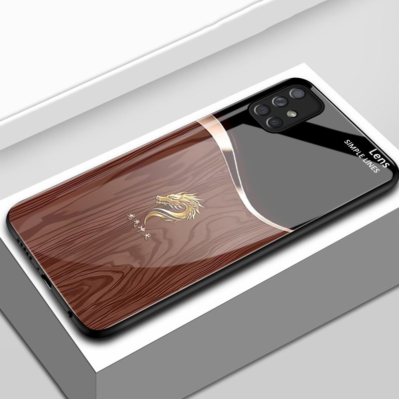 เคสสำหรับ Samsung A71 4G A71 5G A91 เคสโทรศัพท์มังกรเปลือกแก้วกันกระแทก