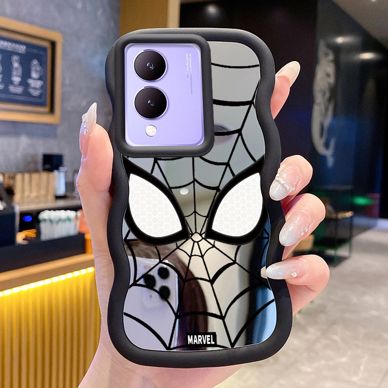 สําหรับ VIVO Y17s Y36i 5G G2 5G Y28 5G กรณี Spider Web HP รูปแบบ Cesing Macaron กรณีกระจกซิลิโคน Sof