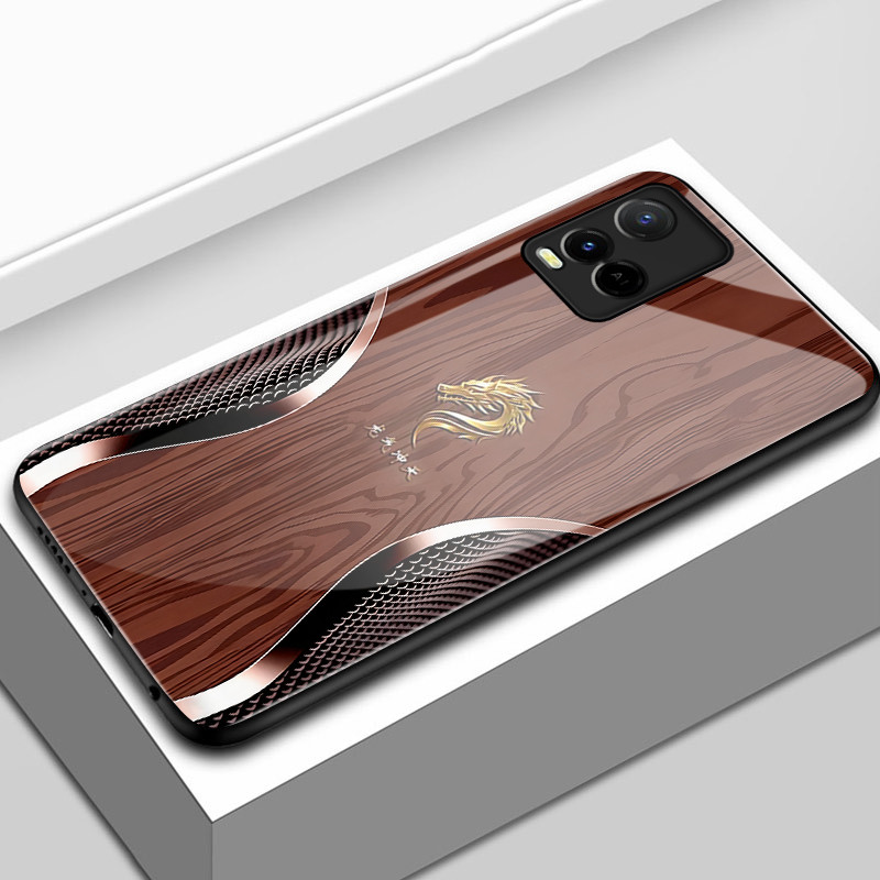 เคสสำหรับ VIVO Y21 Y21s Y21t Y21e Y21a Y21G Y33T Y33s เคสโทรศัพท์มังกรเปลือกแก้วกันกระแทก