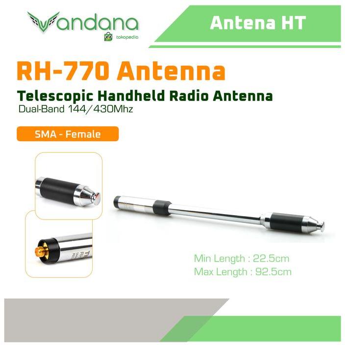RH770 Dual Band 144/430MHz High Gain SMA-Female Telescopic Handheld เสาอากาศวิทยุสําหรับเก็บเกี่ยว