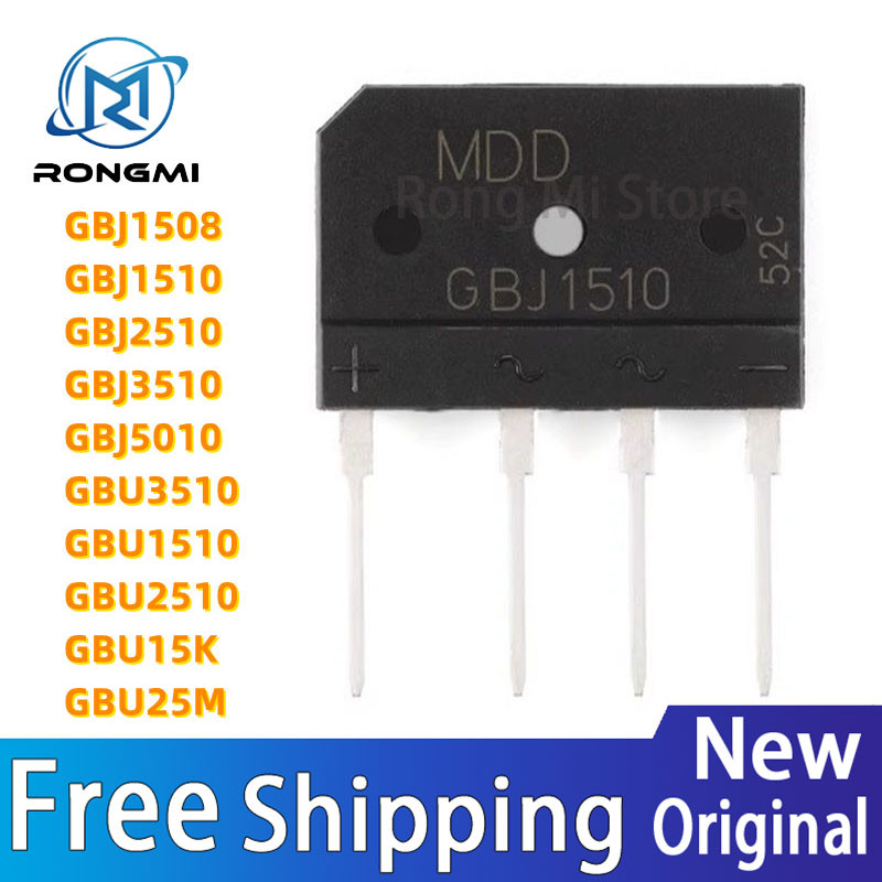 10 ชิ้นใหม่ GBJ1508 GBJ1510 GBJ2510 GBJ3510 GBJ5010 GBU3510 GBU1510 GBU2510 GBU15K GBU25M GBU สต็อกข