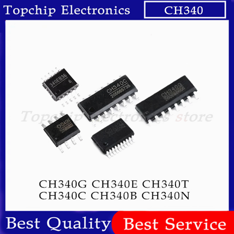5pcs CH340 CH340C CH340G CH340N CH340T CH340E CH340B ชิป IC MSOP-10 SOP-16 SSOP-20 SOP-8 SMD USB to 