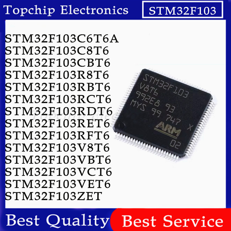 5pcs STM32F103C6T6A STM32F103C8T6 STM32F103CBT6 STM32F103RCT6 STM32F103 R8T6 RBT6 RBT6 RBT6 V8T6 V8T