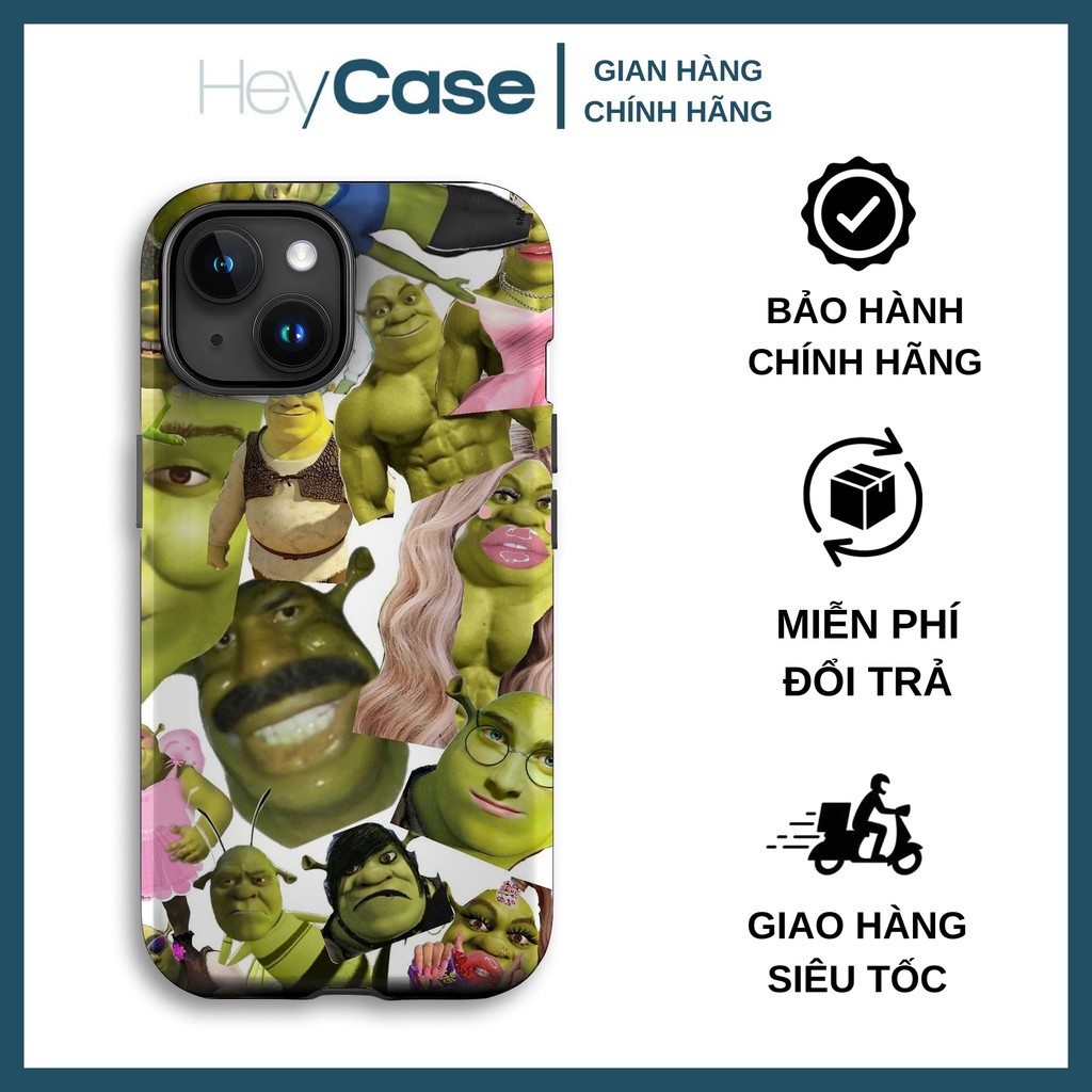 Fun Shrek meme เคสไอโฟนครบชุดสําหรับโทรศัพท์ทุกรุ่นพร้อมฝาครอบ TPU ขอบสี่เหลี่ยมป้องกัน