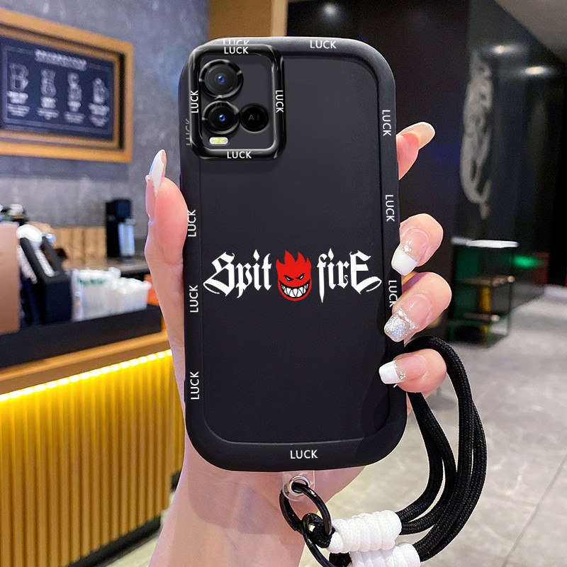 เคสสำหรับ VIVO Y21 Y21s Y21t Y21a Y21G Y33s Y33t เคสโทรศัพท์เปลวไฟสายคล้องซิลิโคนกันกระแทก