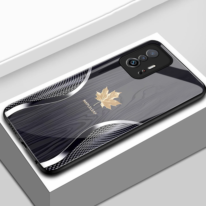 เคสสำหรับ Xiaomi 11T 11T Pro 10 Ultra 5G เคสโทรศัพท์ใบเมเปิ้ลนำโชคเปลือกแก้วกันกระแทก