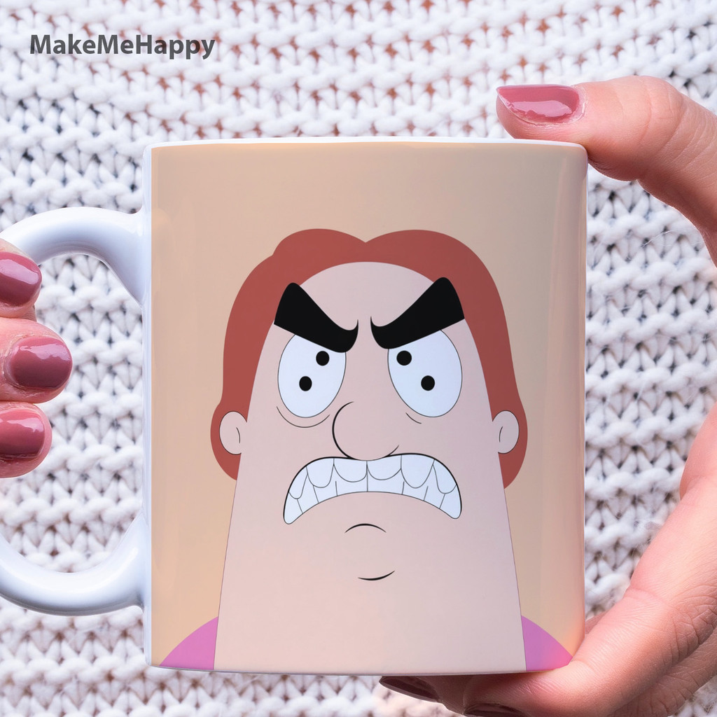 MERAH Cartoon Meme Mug – Angry Expression Red Hair V68