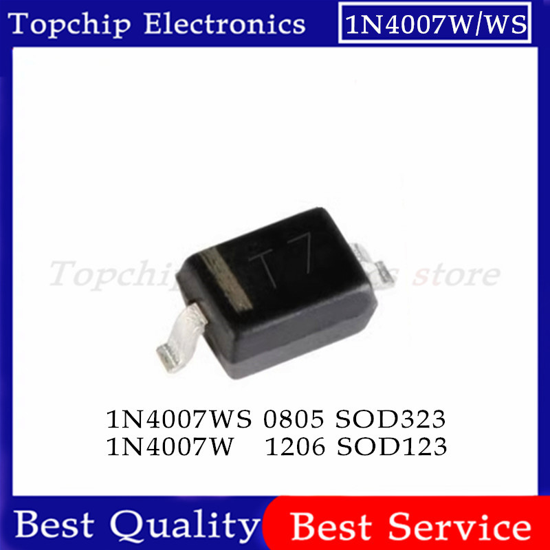 100pcs 1N4007W T7 1N4007WS 1N4007 SOD-323 08805 SMD สวิทช์ไดโอด 1206 SOD-123