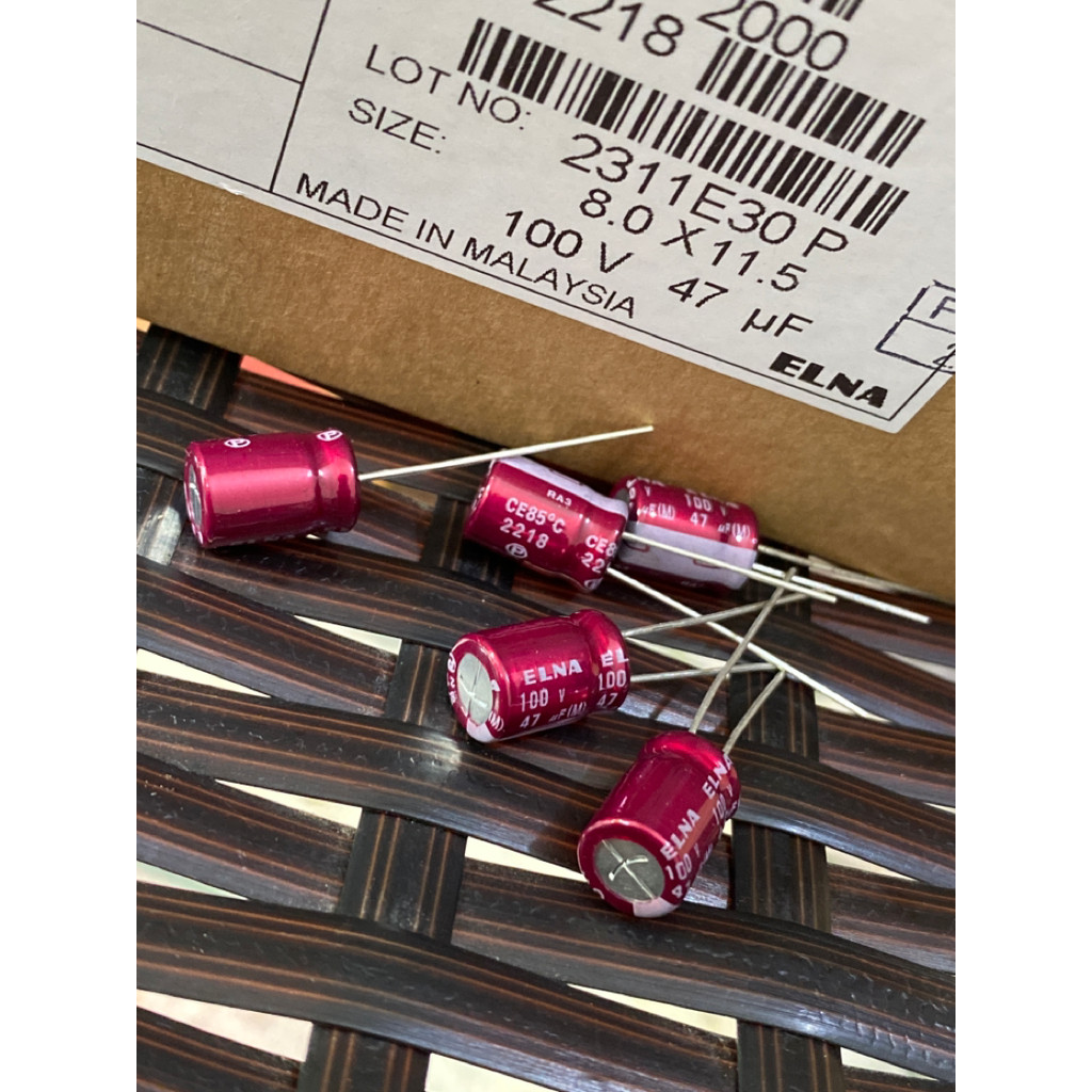 3PCS 47UF 100V ญี่ปุ่น ELNA ELNA ตัวเก็บประจุเสียง 100V47UF 8 * 12 RA3 Fuchsia Robe