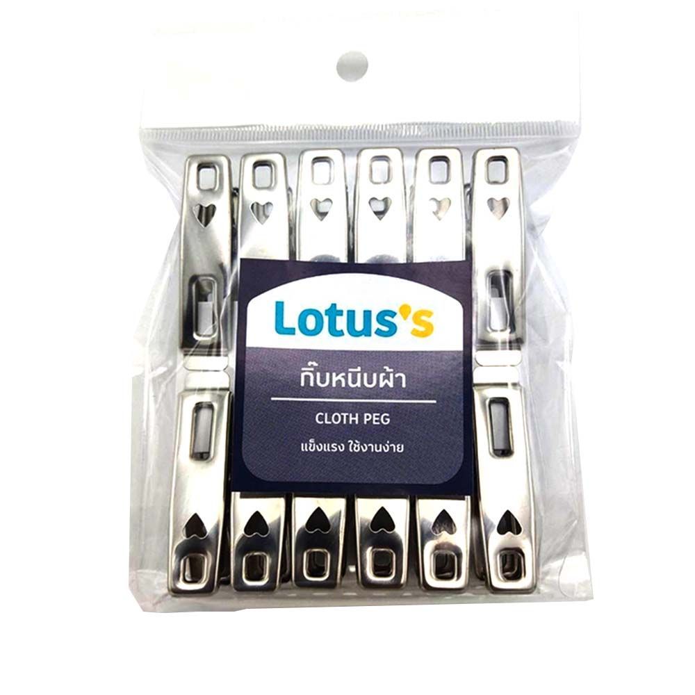 [สินค้าส่งด่วน] โลตัสกิ๊บหนีบผ้าห่วงสแตนเลส แพ็ค 12 ชิ้น