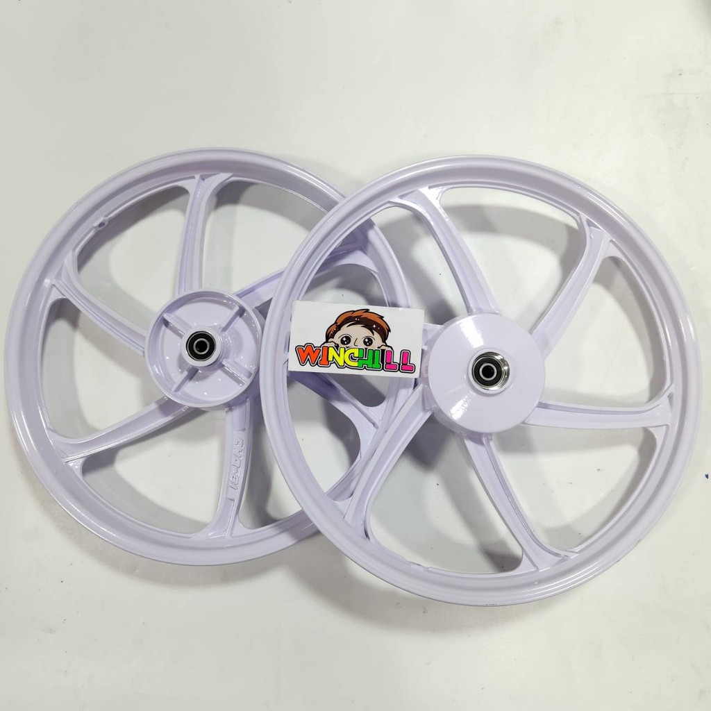 ล้อแม็ก 6 ก้าน สีขาว DREAM SUPERCUB รุ่นดั้ม หน้าดั้มหลังดั้ม สีขาว ***6 ก้าน***