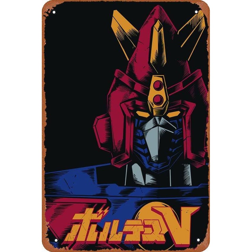 Voltes V หุ่นยนต์ Jax Teller ป้ายโลหะวินเทจ ขนาด 8 x 12 นิ้ว ใช้ตกแต่งโรงรถ คาเฟ่ ฟาร์ม และผับ