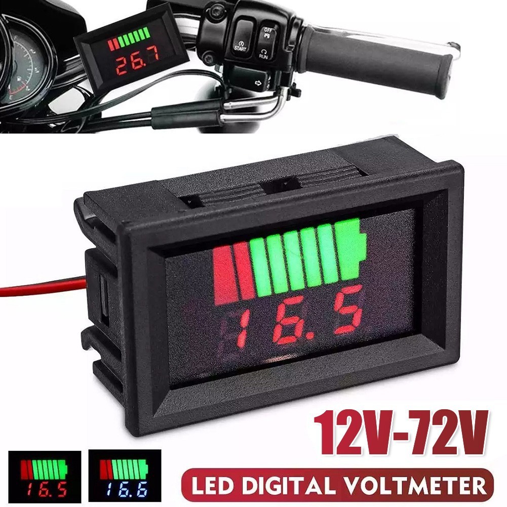 เครื่องวัดโวลท์ แบบดิจิตอล วัดแรงดันไฟตั้งแต่ DC 12-72 Batteryความจุแบตเตอรี่12V 24V 36V 48V 60V 72V