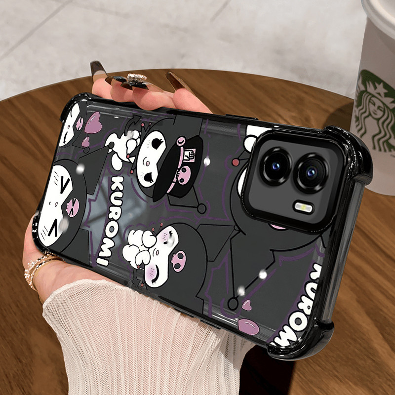 HP เคสโทรศัพท์สําหรับ VIVO Y15s Y15a Y01 Y01a สีดําการ์ตูนแม่มดกรณีถุงลมนิรภัยคู่ซิลิโคนป้องกันกรณี 