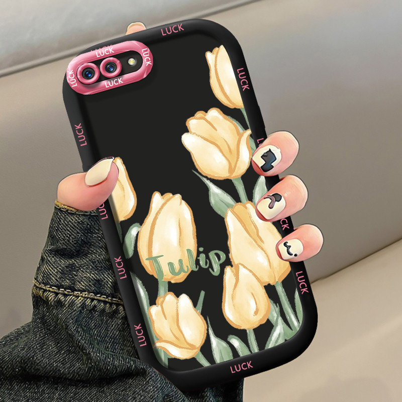 เคสสำหรับ OPPO A5 A3s A12E Realme C1 เคสโทรศัพท์ทิวลิปซิลิโคนกันกระแทก