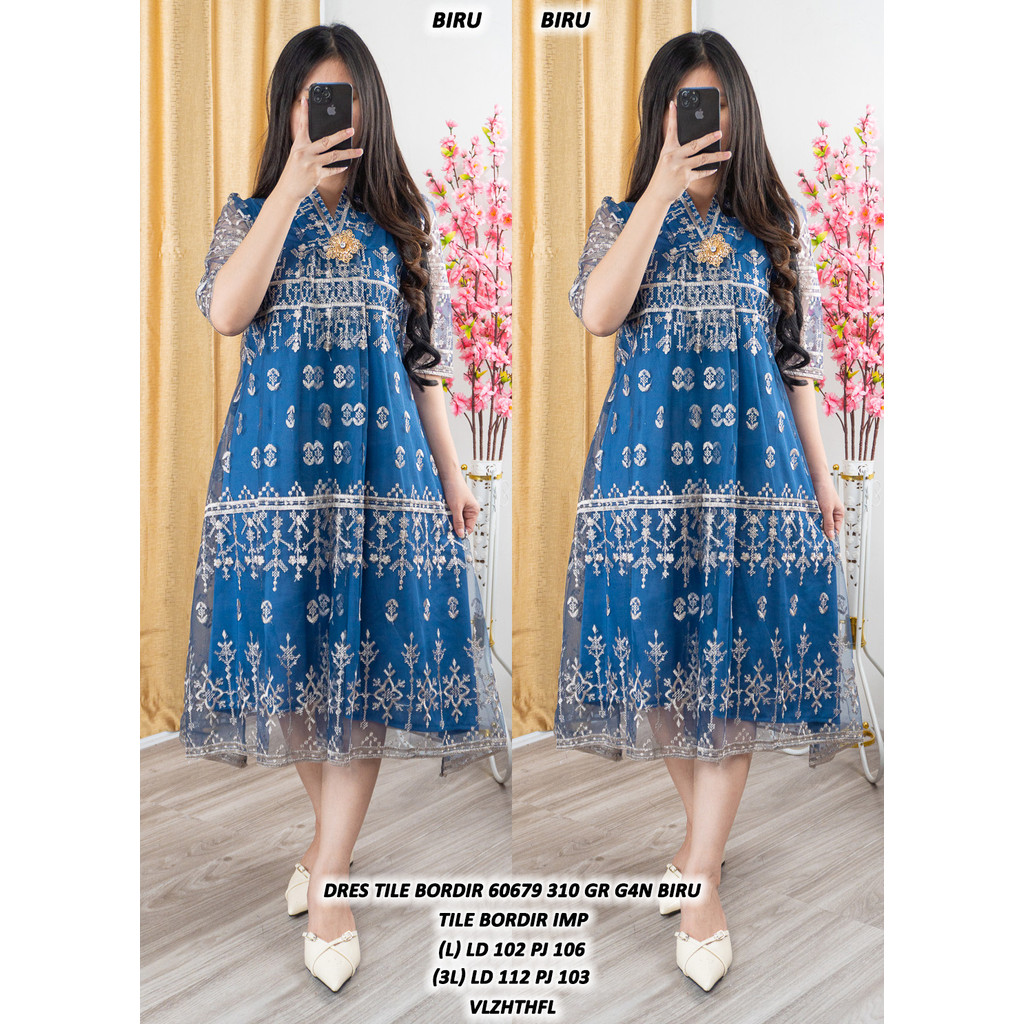 EMBROIDERED TILE DRESS 60679 310 GR G4N STOCK ACCORDING TO THE AND UPDATE