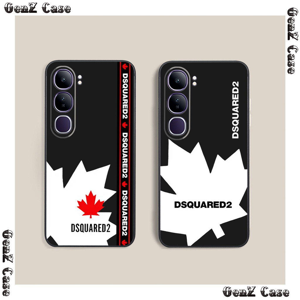 เคส Vivo V40 Lite ขอบสี่เหลี่ยมพิมพ์ลายใบเมเปิ้ล Dsquare2 icon hot trend