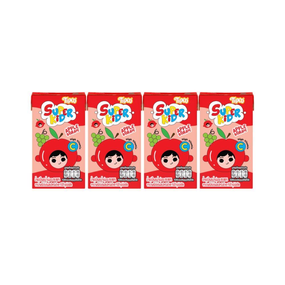 [สินค้าส่งด่วน] ทิปโก้ซุปเปอร์คิดแอปเปิ้ลองุ่น100% 110มลX4