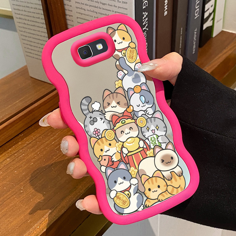 ปลอกสําหรับ Samsung J7 Prime Case Casing Animal Group ลายการ์ตูน HP Cesing Macaron Case Mirror Silic