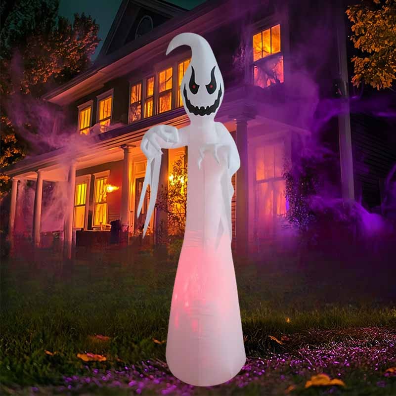 2.7M ฮาโลวีน Inflatable Ghost ตกแต่ง Ghost White Ghost LED Lighted ตกแต่ง Props ฮาโลวีนตกแต่ง Arch A