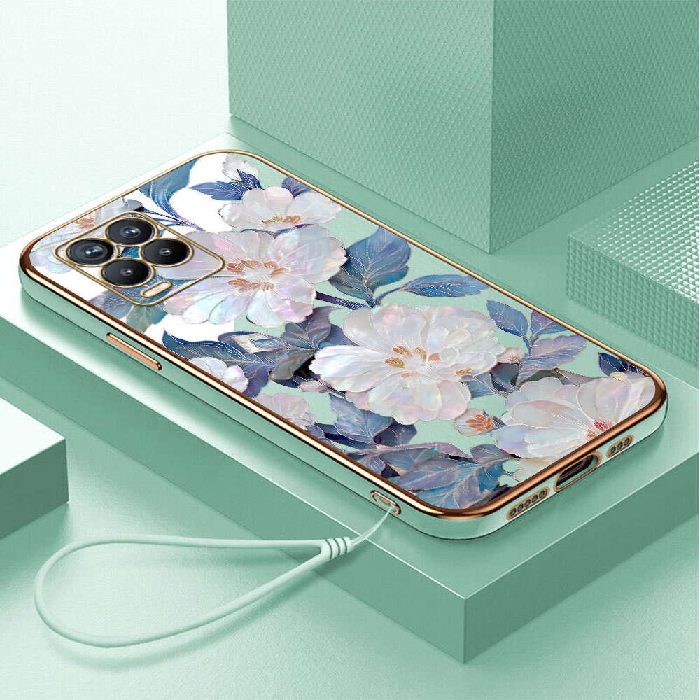 LOKAL Realme 8 Pro 4G สําหรับสต็อกในพื้นที่ Lanyard เคสโทรศัพท์ปลอก Cassing Kesing Bunga Hp 2963 DD