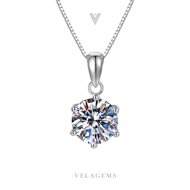VELAGEMS قلادة مويسانيت 1 قيراط فضة 92.5% — صورة 3