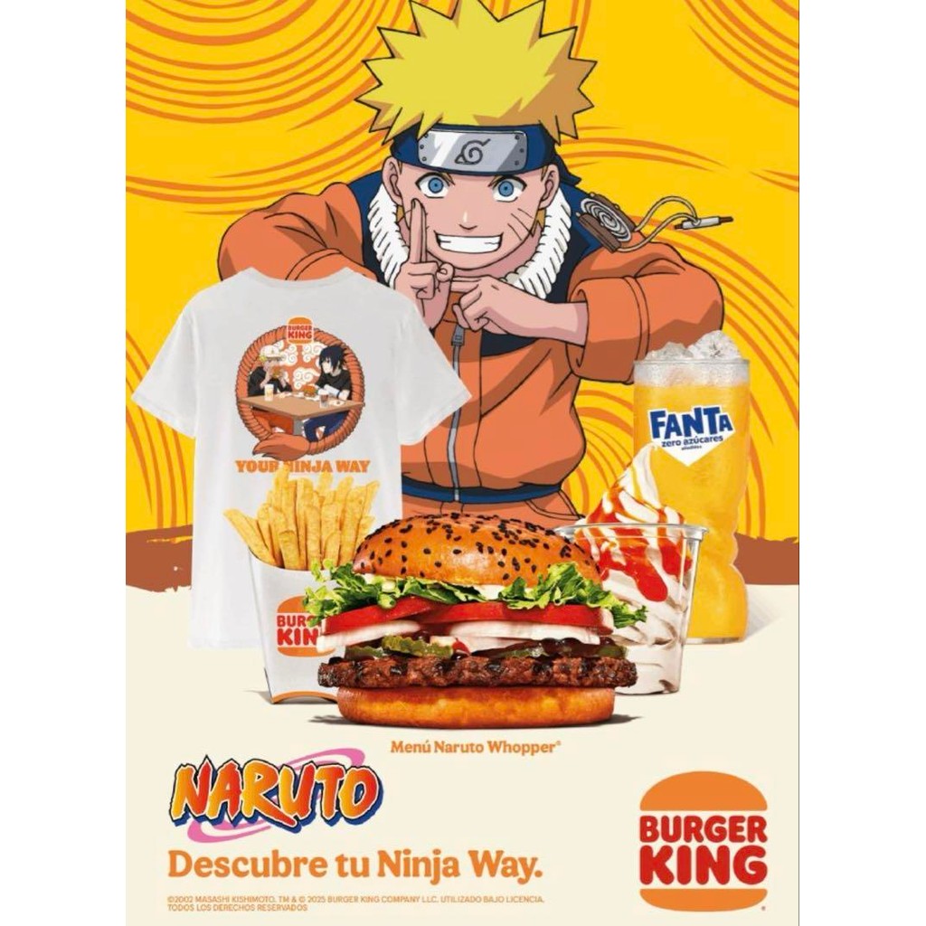 【Direct from Japan】เสื้อยืดลายโลโก้ Naruto Overseas Exclusive ของ Burger King สีขาว ไซส์ M ห้ามจำหน่