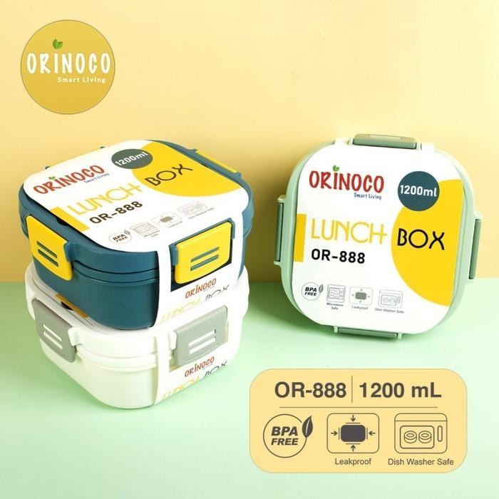 กล่องอาหารกลางวัน 2 ชั้น Or-888 พร้อมภาชนะซุปกล่องอาหารกลางวันพลาสติกป้องกันการรั่วไหล 1200Ml Bpa ฟร