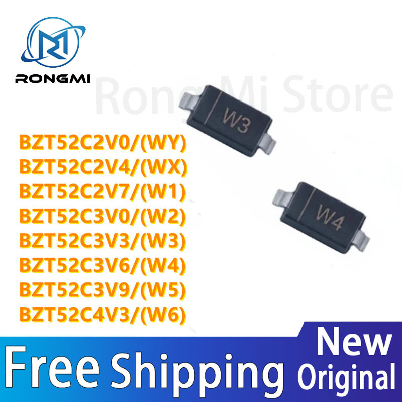 100 ชิ้น BZT52C2V0 WY BZT52C2V4 WX BZT52C2V7 W1 BZT52C3V5C6W4C3W6C9C3W4C6C6C5C4C6W4C6W4C5