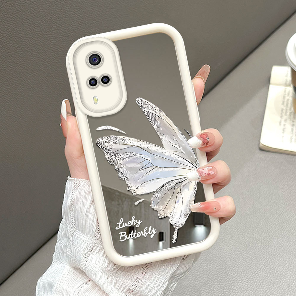 VIVO Y31 Y51 Y51A Y53S 2020 2021 4GสําหรับกระจกSoftcaseกรณีHPโทรศัพท์Kesingปลอกผีเสื้อ1260 JZ