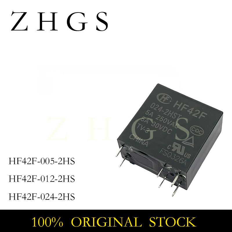 5PCS HF42F-005-2HS HF42F-012-2HS HF42F-024-2HS HF42F 005 012 024 2HS 6Pin 5A 5V 12V 24V รีเลย์ไฟฟ้า