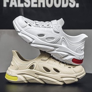 FOYA SHOES รองเท้าผู้ชายนุ่มสบายแฟชั่นสีบล็อกออกแบบแบนแบน 3 …