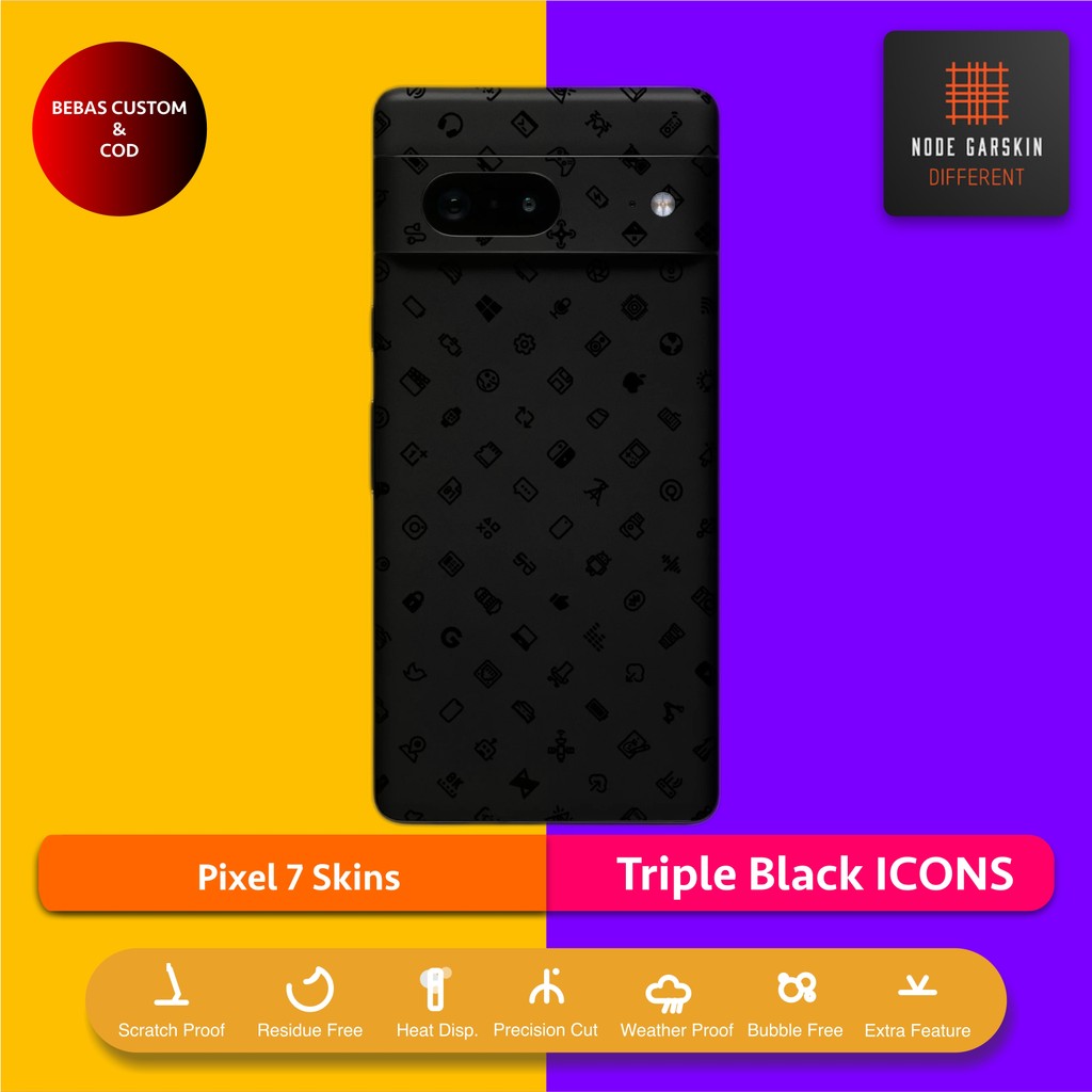 Garskin Skin Pixel 7 Triple Black ICONS Fullbody / Backly | Anti-scratch | เคส | ไวนิลไวนิล