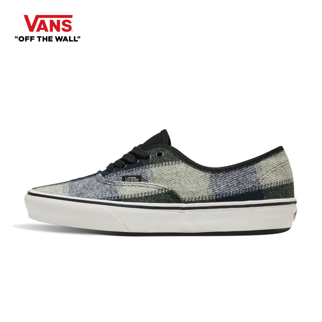 VANS AUTHENTIC - BRUSHED PLAID OLIVE/BLACK รองเท้าผ้าใบ แวนส์ ผู้ชาย ผู้หญิง