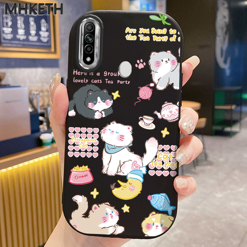 MHKETH เคสสำหรับ OPPO A31 2020 A8 เคสโทรศัพท์ซิลิโคนลายแมวน่ารักระดับไฮเอนด์